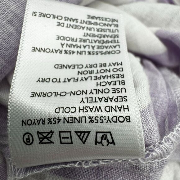 URBAN OUTFITTERS | Small Striped Midi Dress Purple Linen Button Front Pockets - Picture 5 of 9